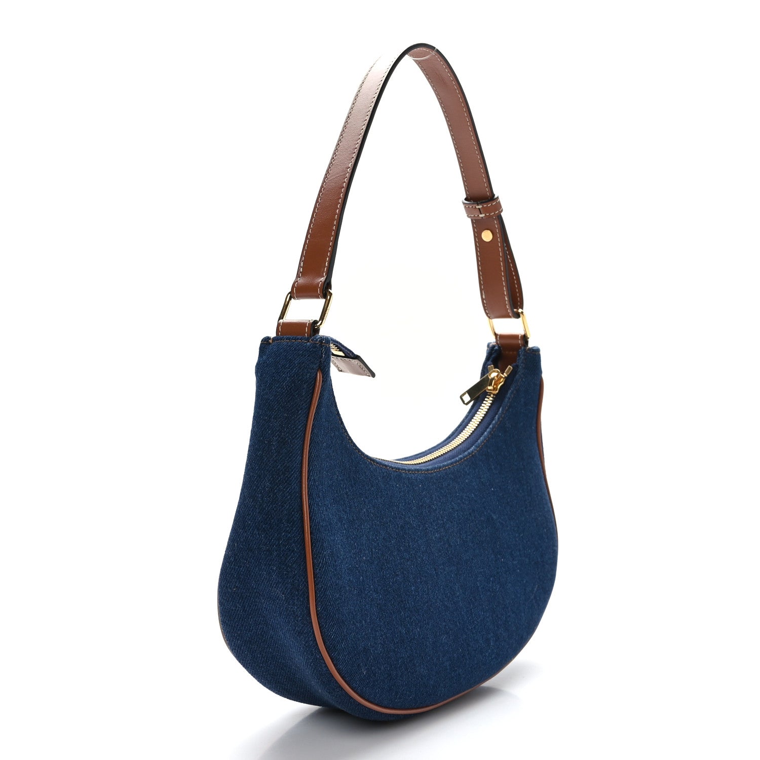 Celine Denim Ava Shoulder Bag Navy Tan 3 of 9