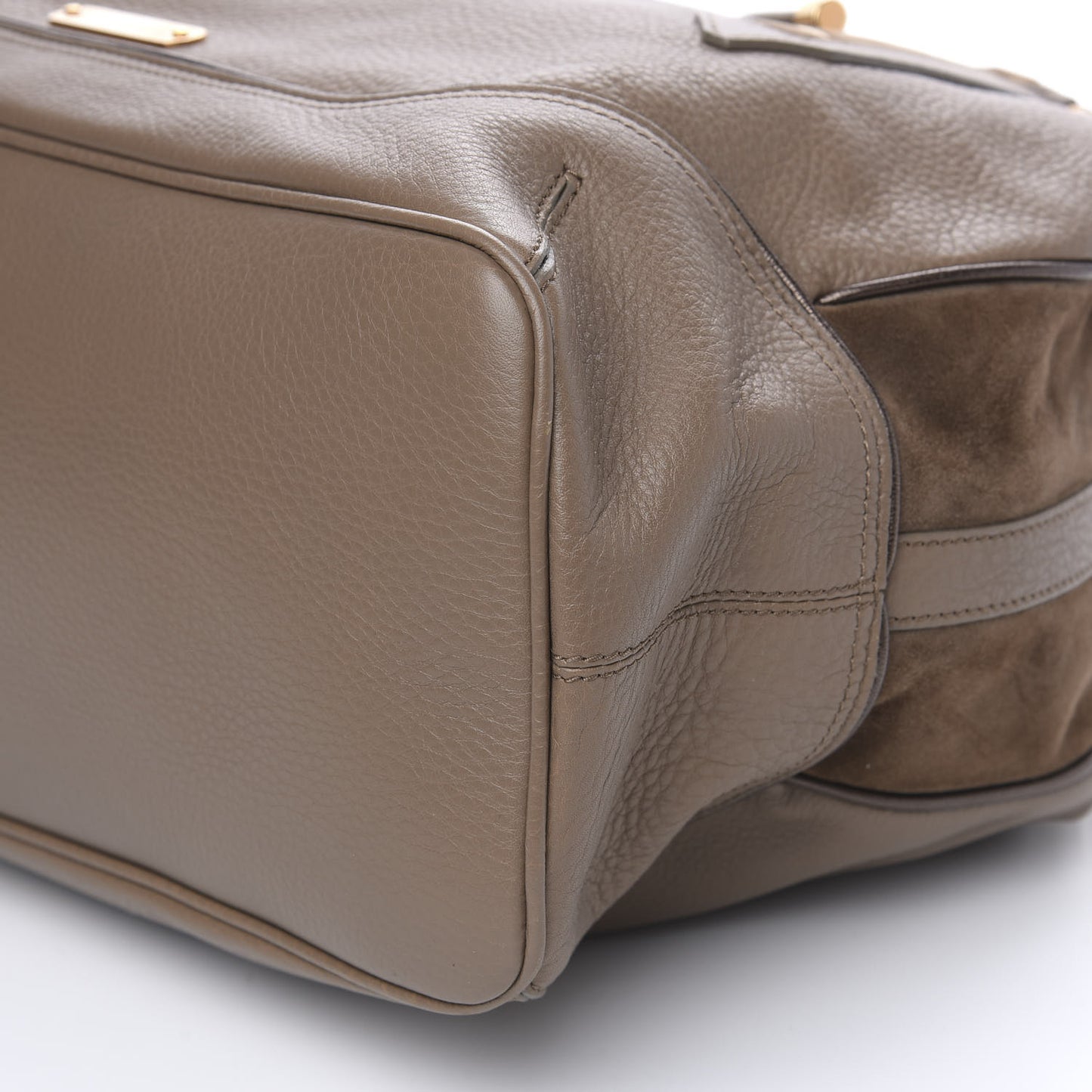 Calfskin Suede Earlsburn Mixed Media Tote Mole Grey
