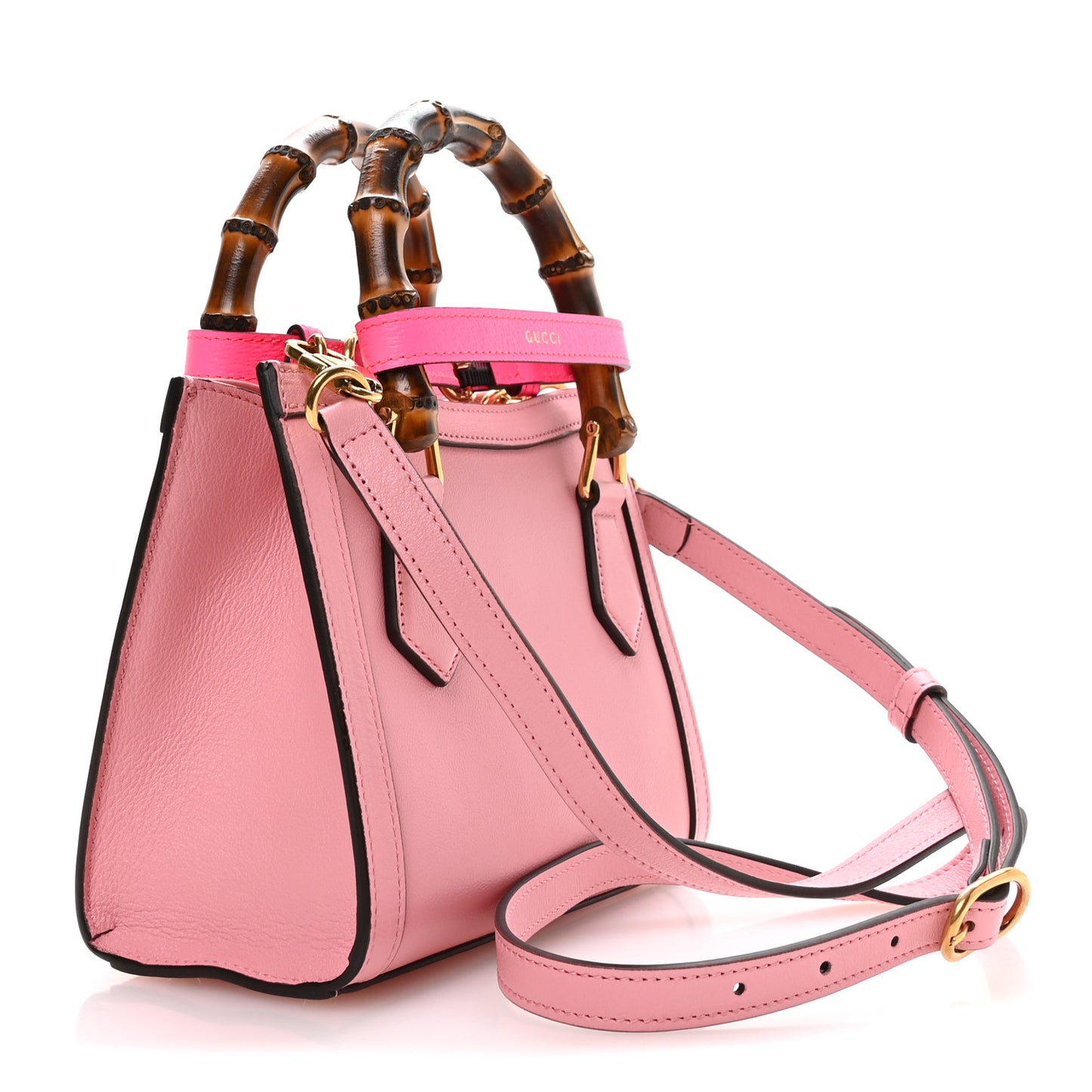 Wonka Grain Calfskin Mini Diana Tote Bag Wild Rose Fuxia Fluo