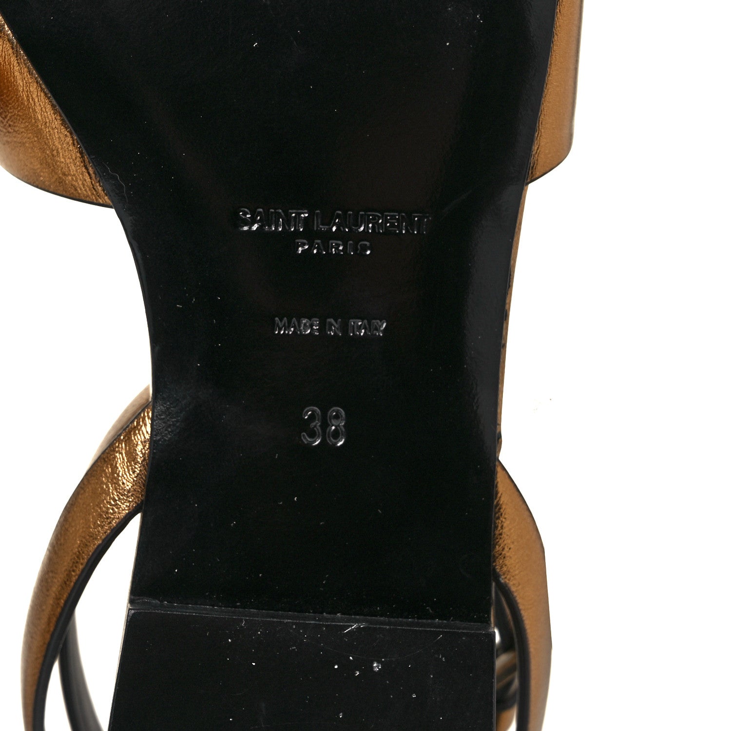 Saint Laurent Calfskin Tribute 05 Ankle Strap Sandals 38 Dark Gold 6 of 9