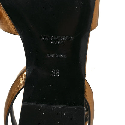 Saint Laurent Calfskin Tribute 05 Ankle Strap Sandals 38 Dark Gold 6 of 9