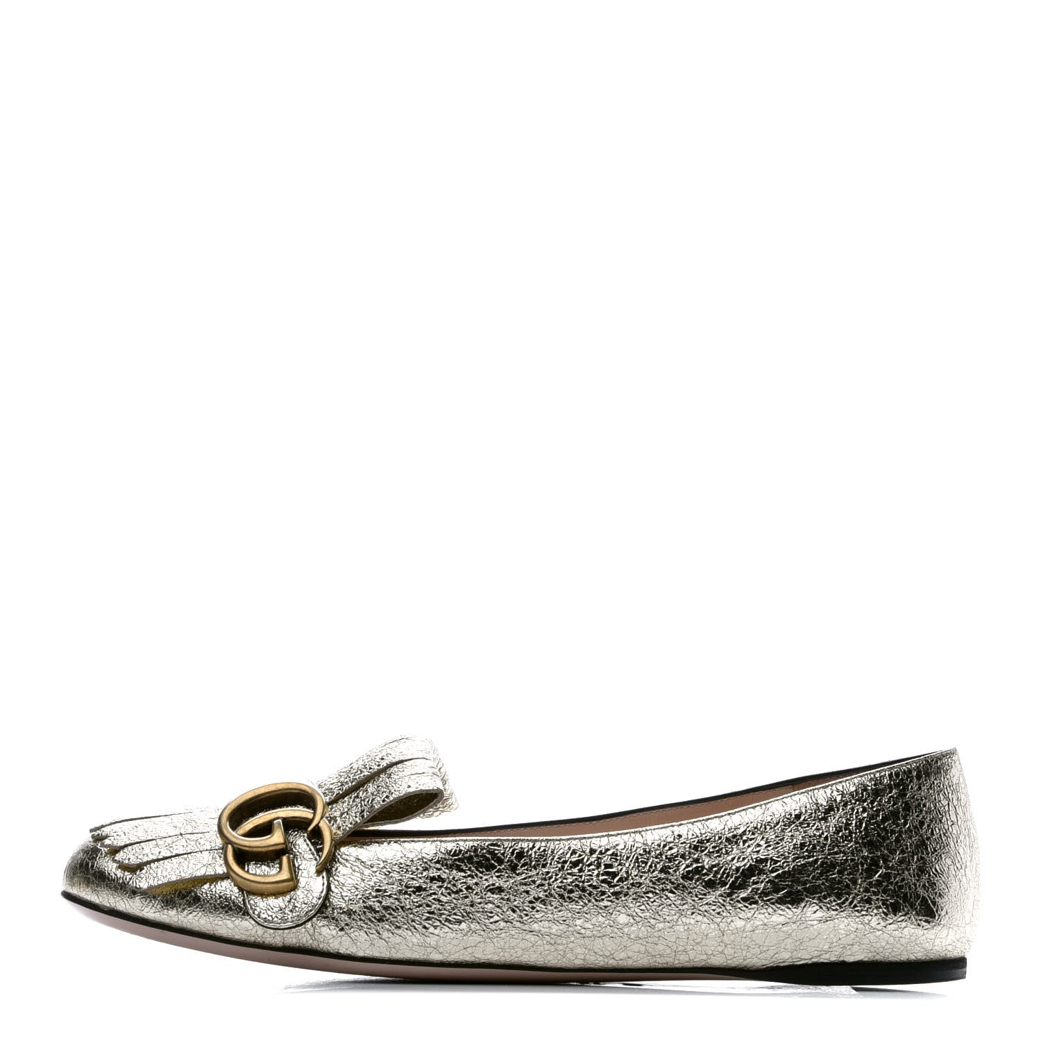 Gucci Galassia GG Marmont Fringe Flats 38 Platino 1 of 9