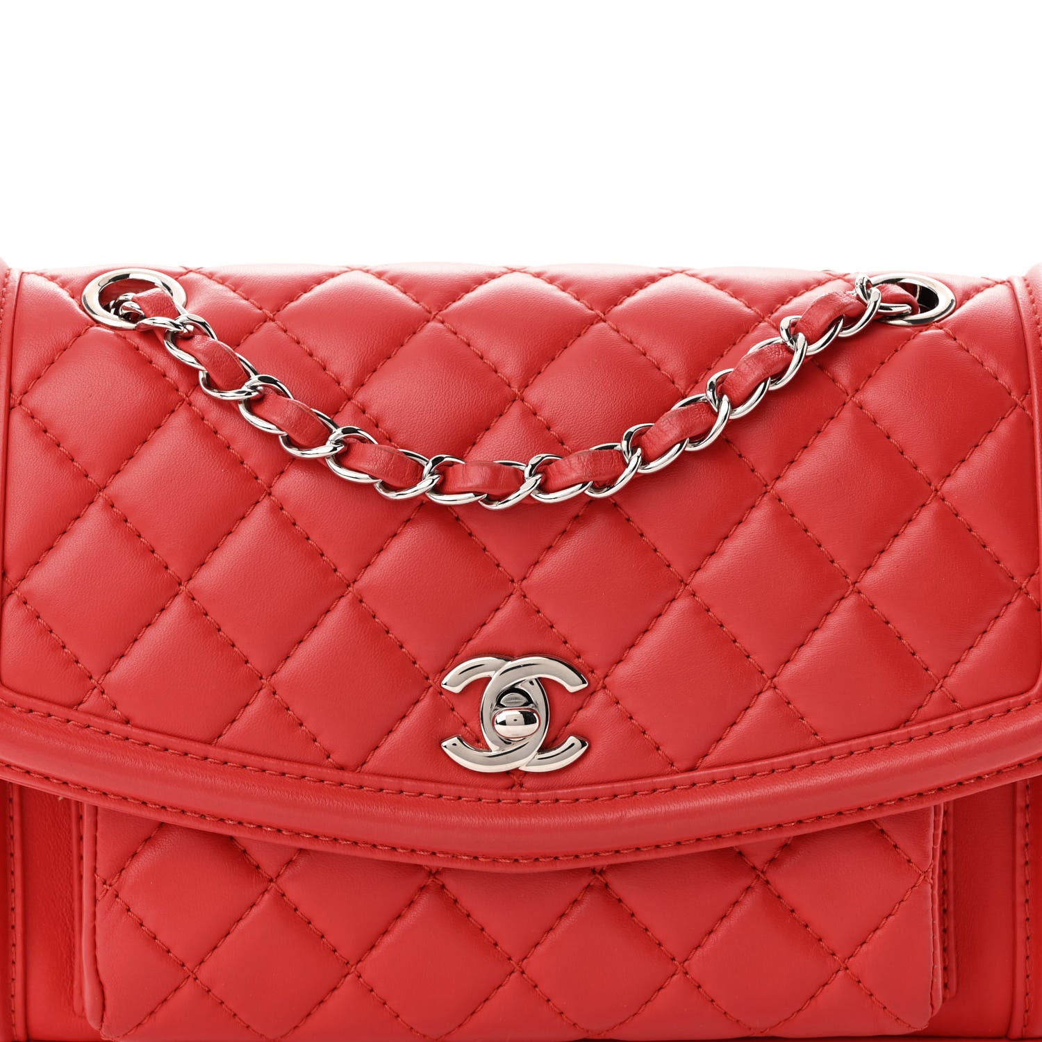 Chanel Lambskin Quilted Small Geometric Flap Red 8 of 11