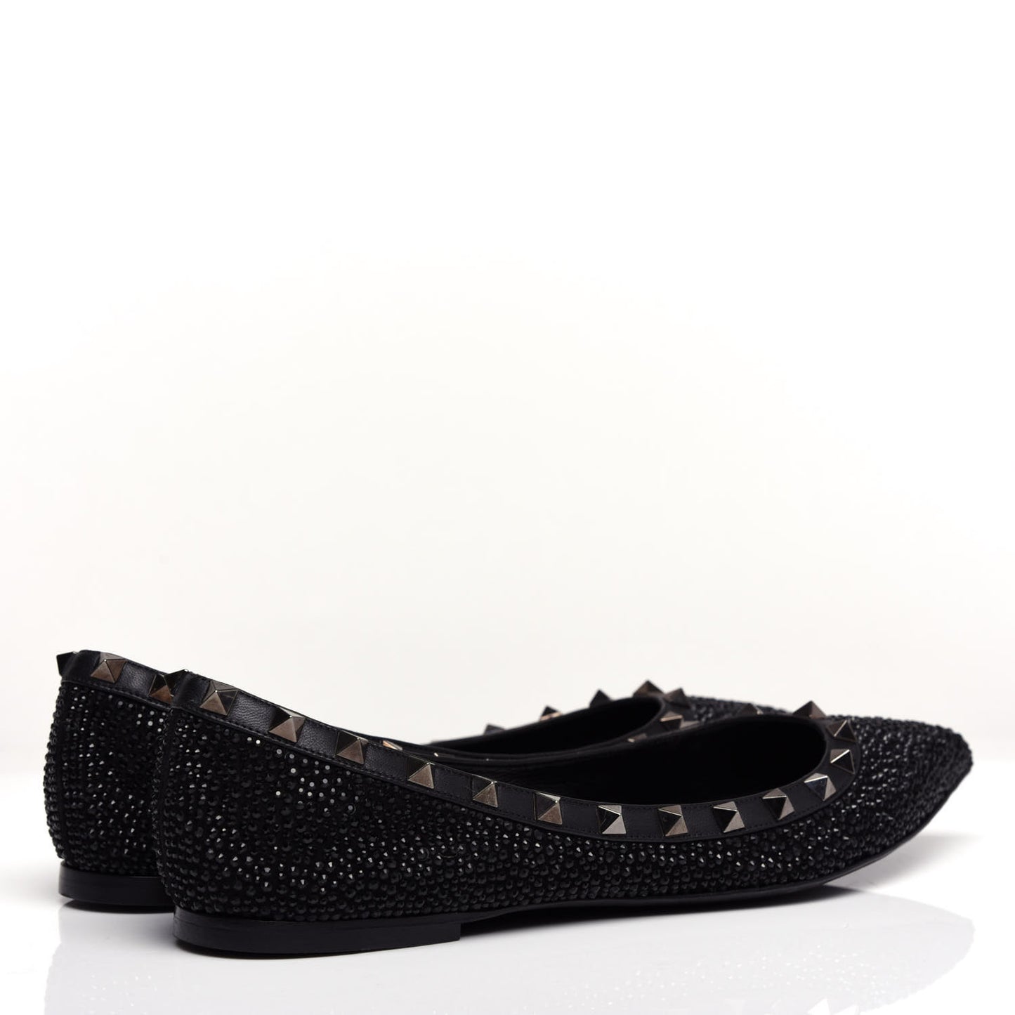 Crystal Rockstud Ballerina Flats 39.5 Black