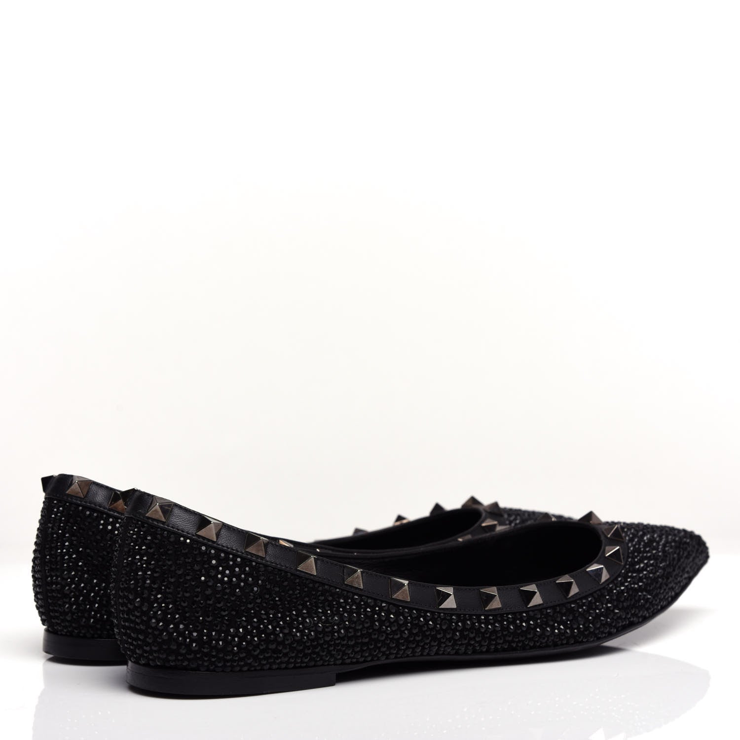 Valentino Garavani Crystal Rockstud Ballerina Flats 39.5 Black 4 of 11