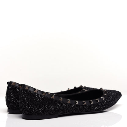 Valentino Garavani Crystal Rockstud Ballerina Flats 39.5 Black 4 of 11