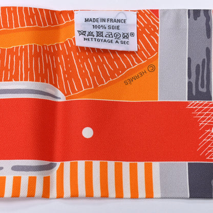 Hermes Silk Mors A Jouets Chemise Slim Maxi Twilly Orange Gris White 4 of 4