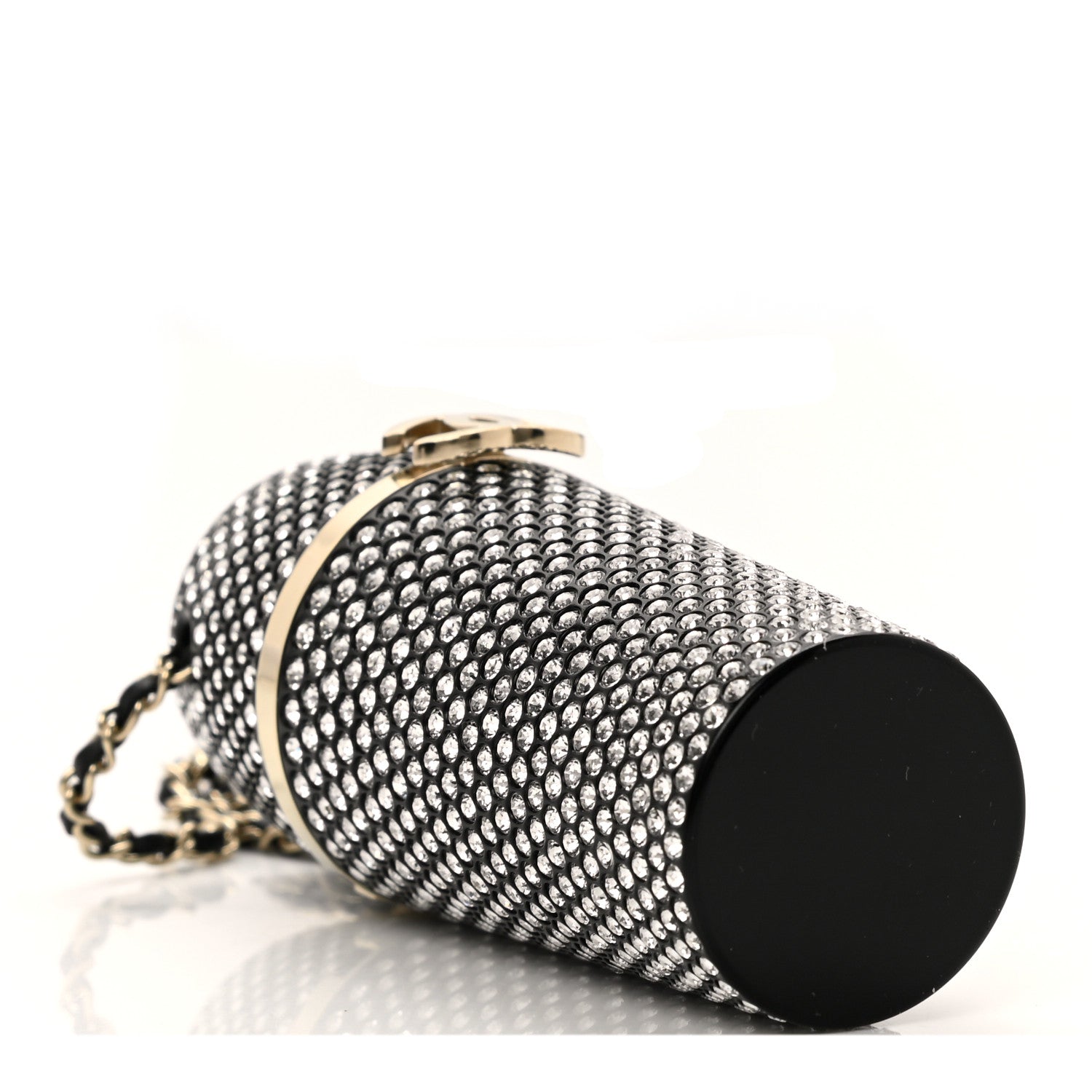 Chanel Metal Resin Lambskin Crystal Lipstick Case Long Necklace On Chain Silver Black Gold 4 of 10