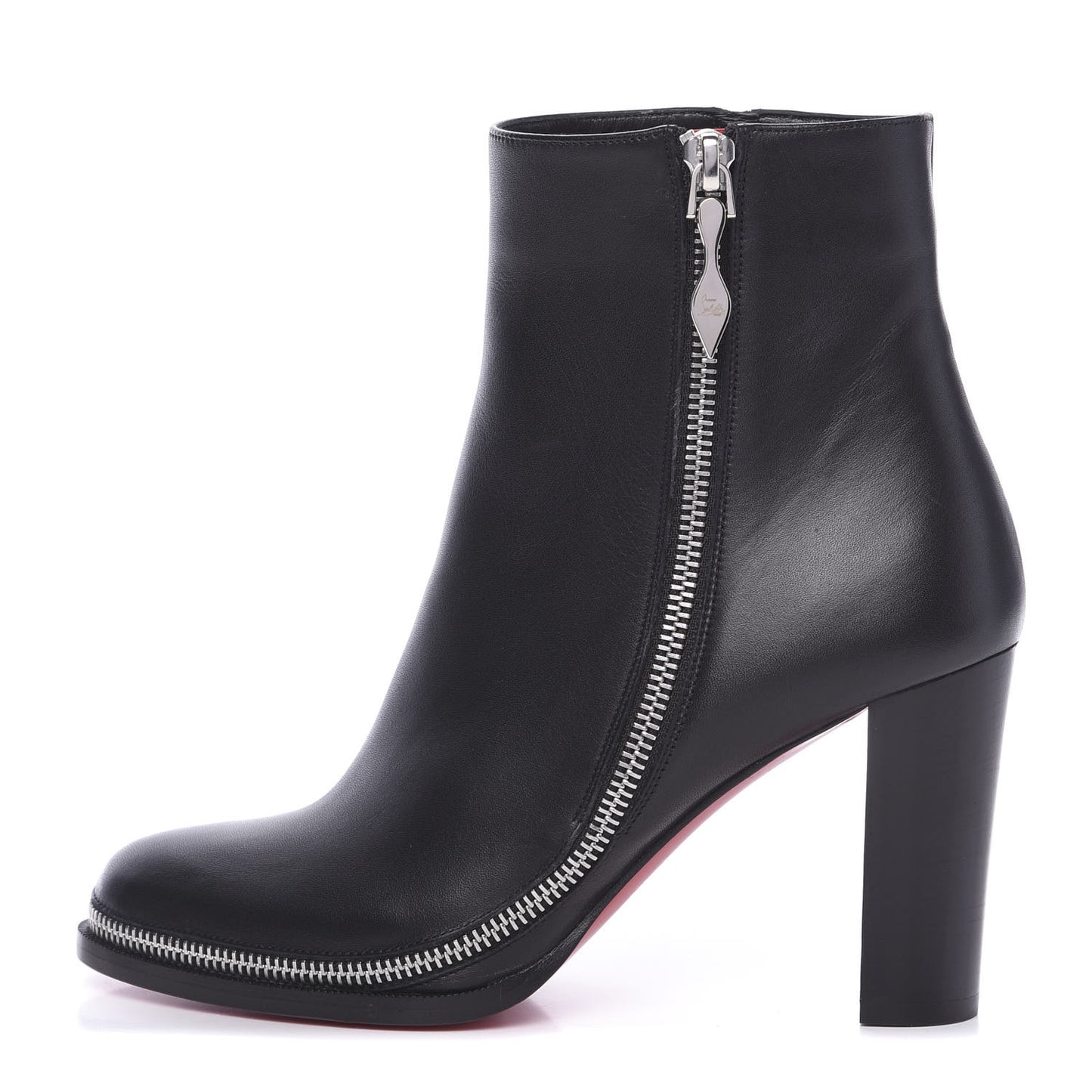 Calfskin Telezip 85 Ankle Bootie 37 Black
