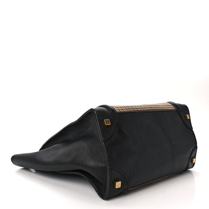 Celine Twill Smooth Calfskin Houndstooth Mini Luggage Dune Black 4 of 12