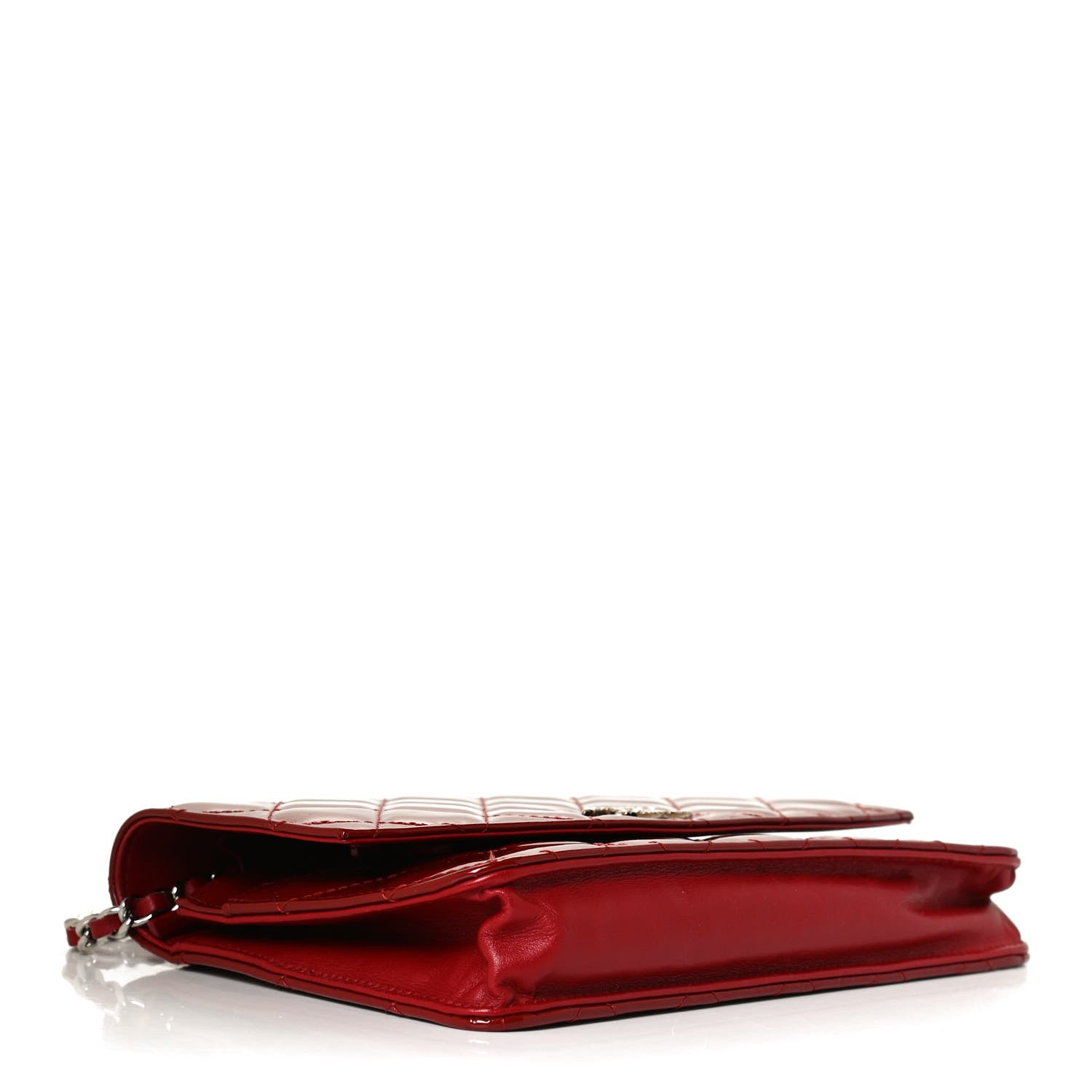 Chanel Patent Quilted Brilliant Wallet On Chain WOC Red 4 of 11
