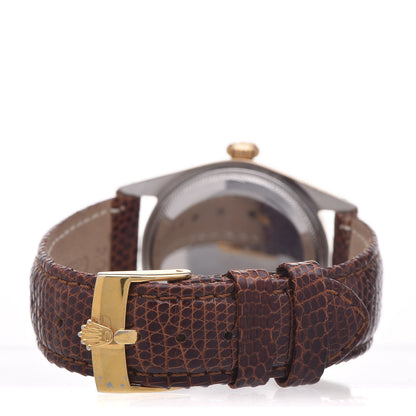 Rolex Stainless Steel Lizard 34mm Oyster Perpetual Watch Brown 6634 4 of 7