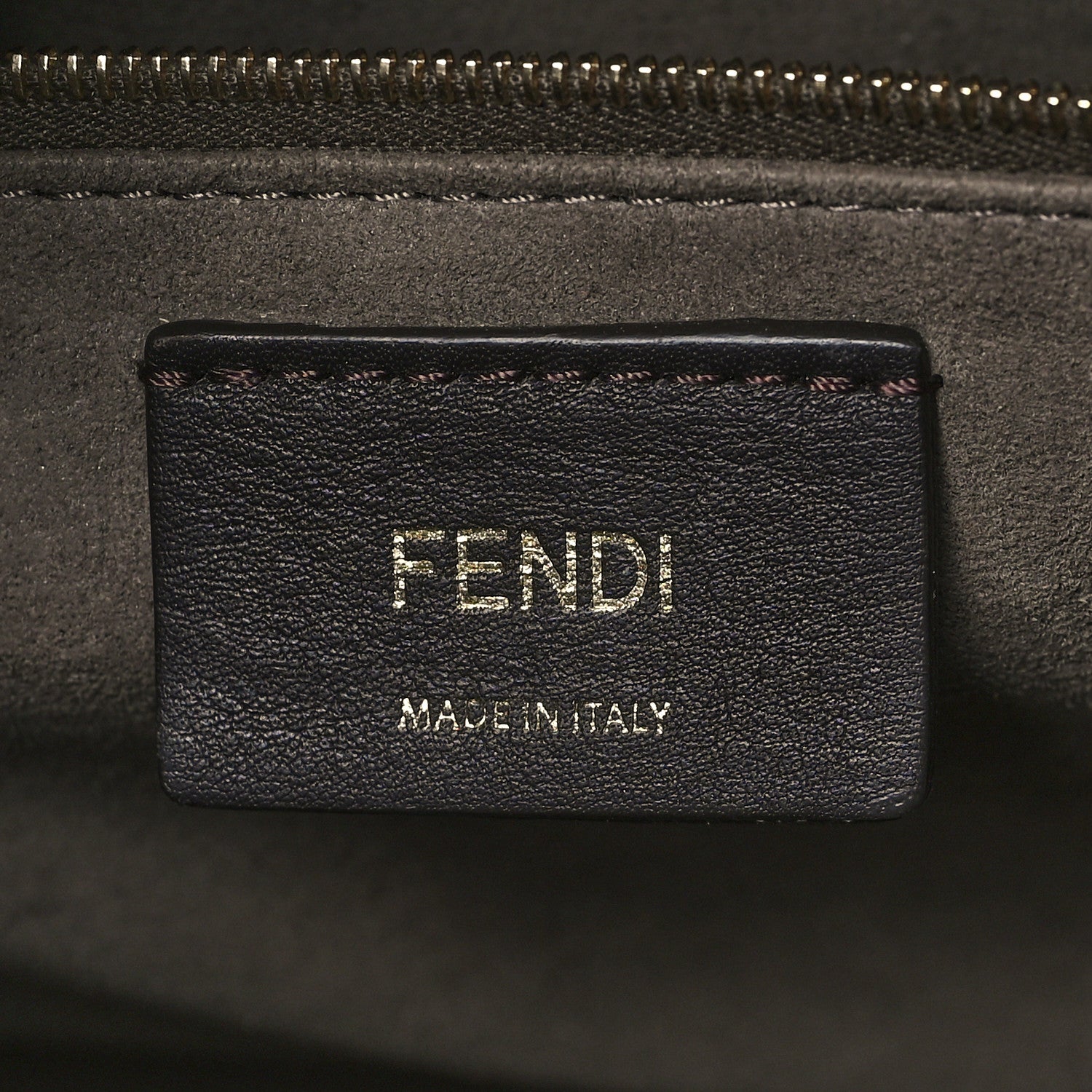 Fendi Glazed Fabric Vitello Century Plexiglass FF 1974 Stamp Patch Medium Runaway Shopper Tote Mogano Panna Black 6 of 14