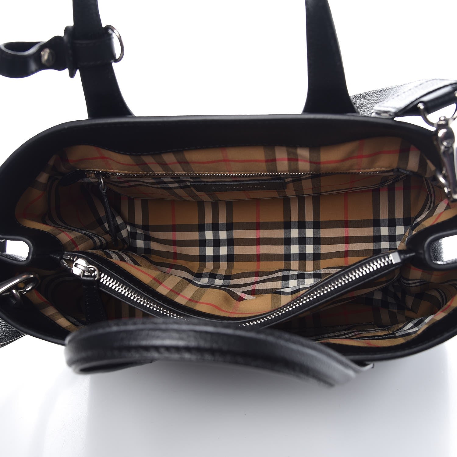Burberry Derby Calfskin House Check Medium Banner Tote Black 6 of 11