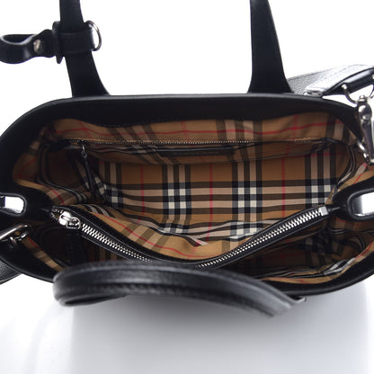 Burberry Derby Calfskin House Check Medium Banner Tote Black 6 of 11