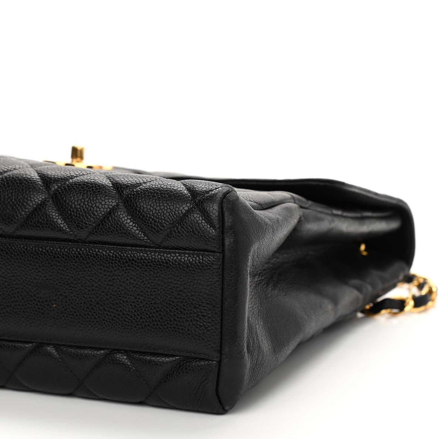 Caviar Quilted Flap Shoulder Bag Black