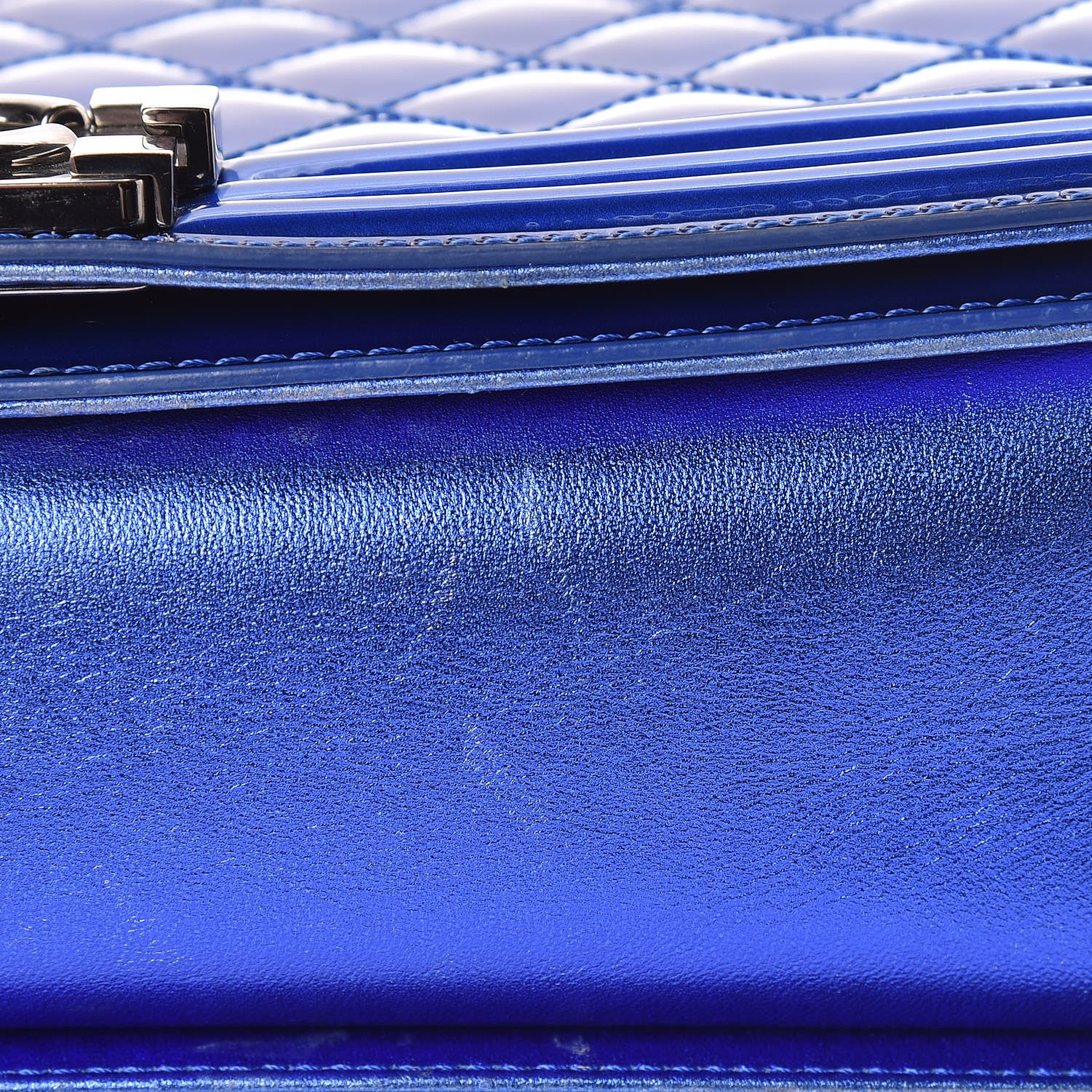Chanel Metallic Patent Calfskin New Medium Boy Flap Blue 13 of 17