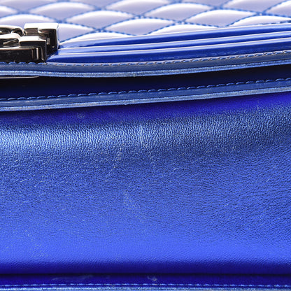 Chanel Metallic Patent Calfskin New Medium Boy Flap Blue 13 of 17