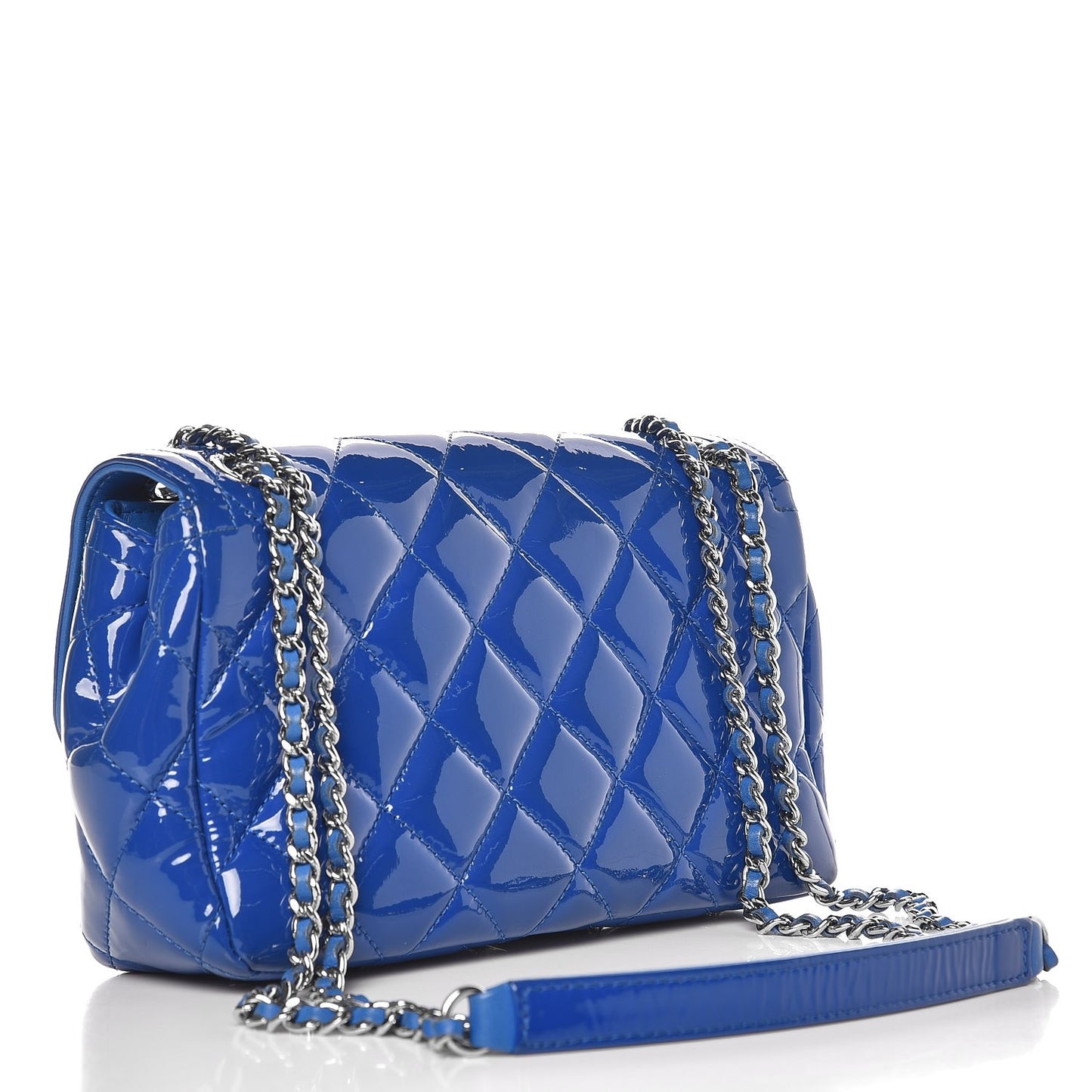 Patent Quilted Small Coco Shine Flap Blue