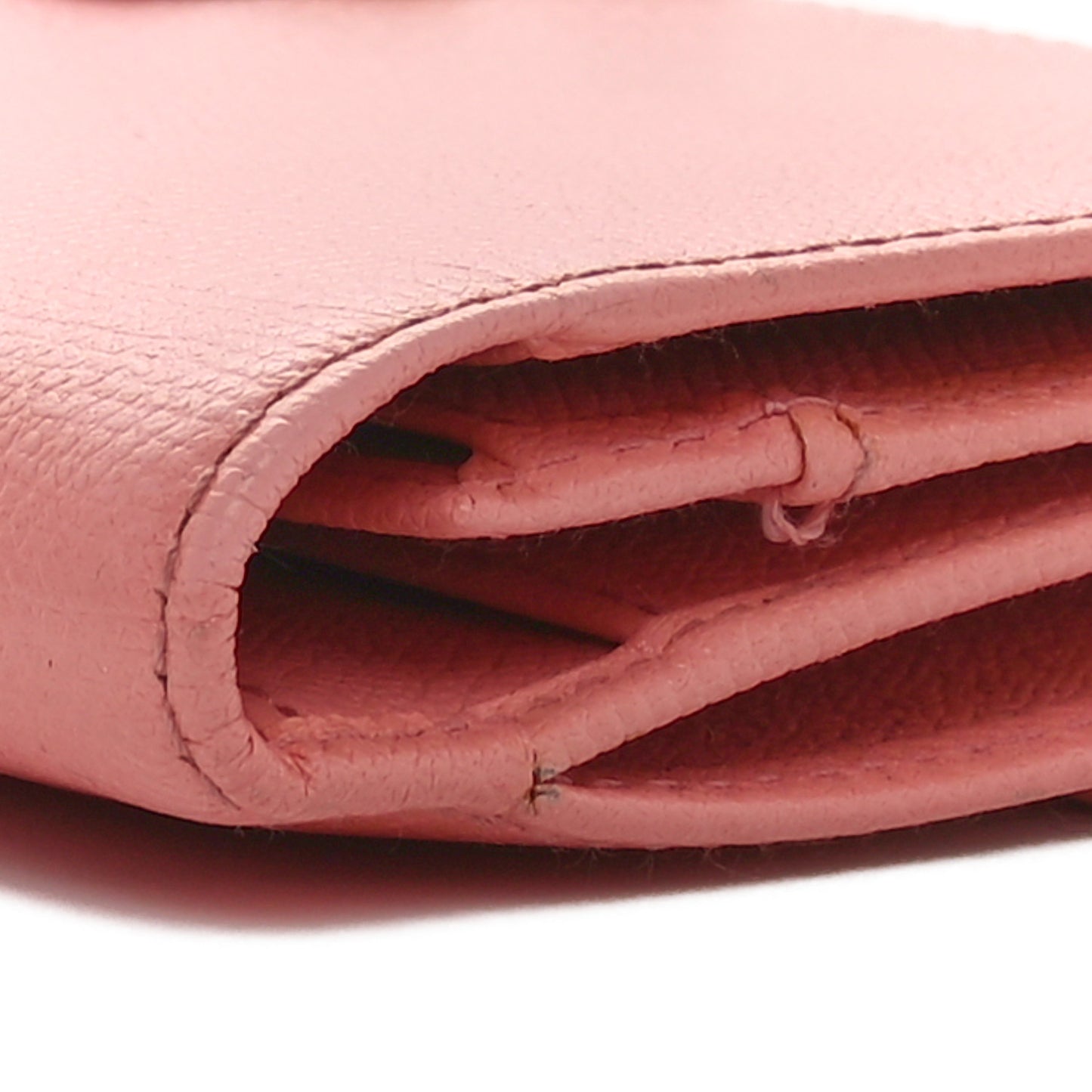 Grained Calfskin CC Button Long Wallet Pink