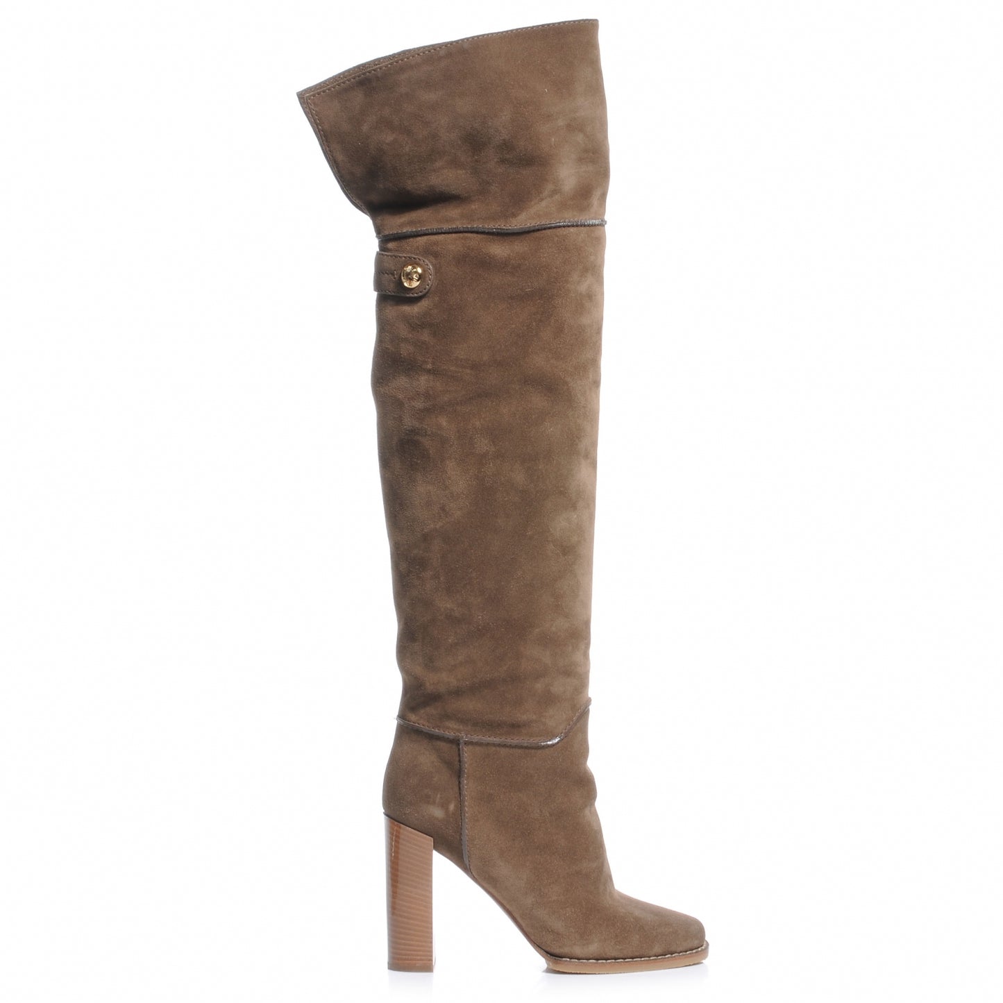 Suede Over The Knee Heeled Boots 38.5 Tan