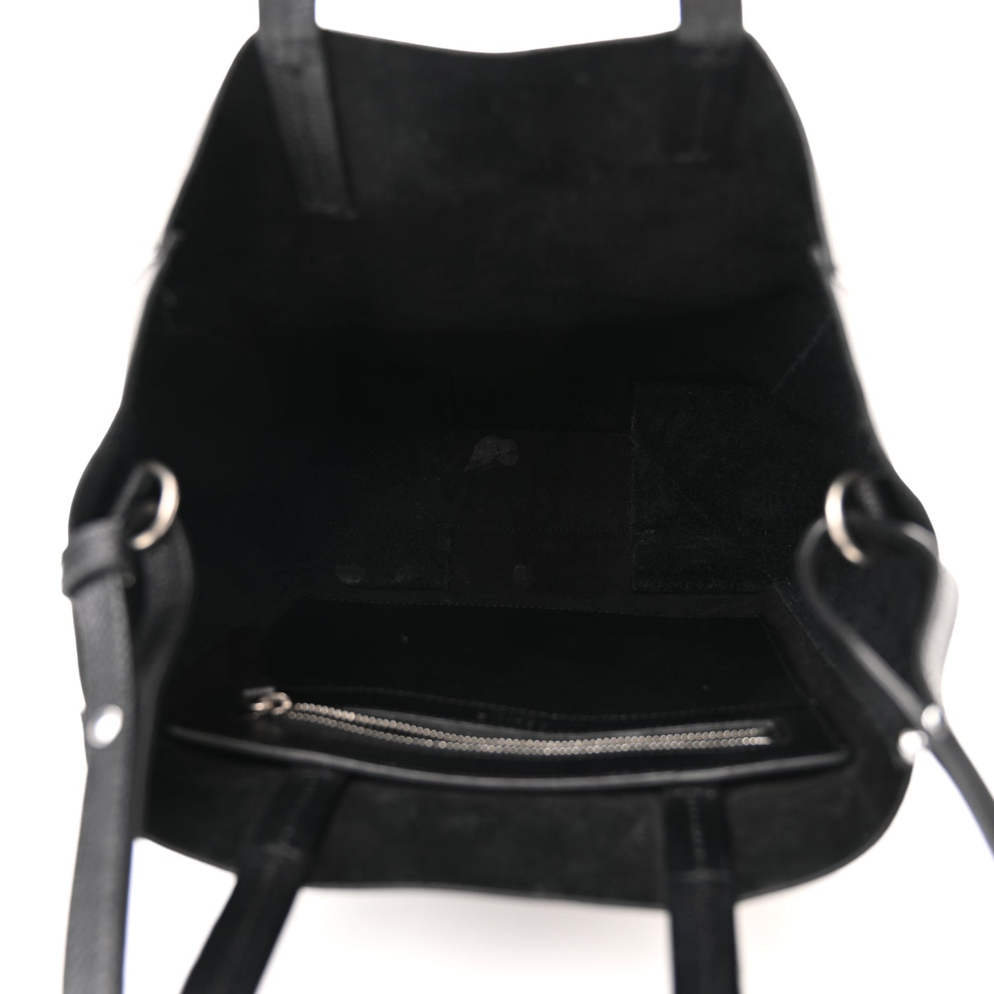 Grained Calfskin Small Vertical Cabas Black