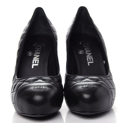 Chanel Lambskin Quilted CC Cap Toe Pumps 35.5 Black 2 of 12
