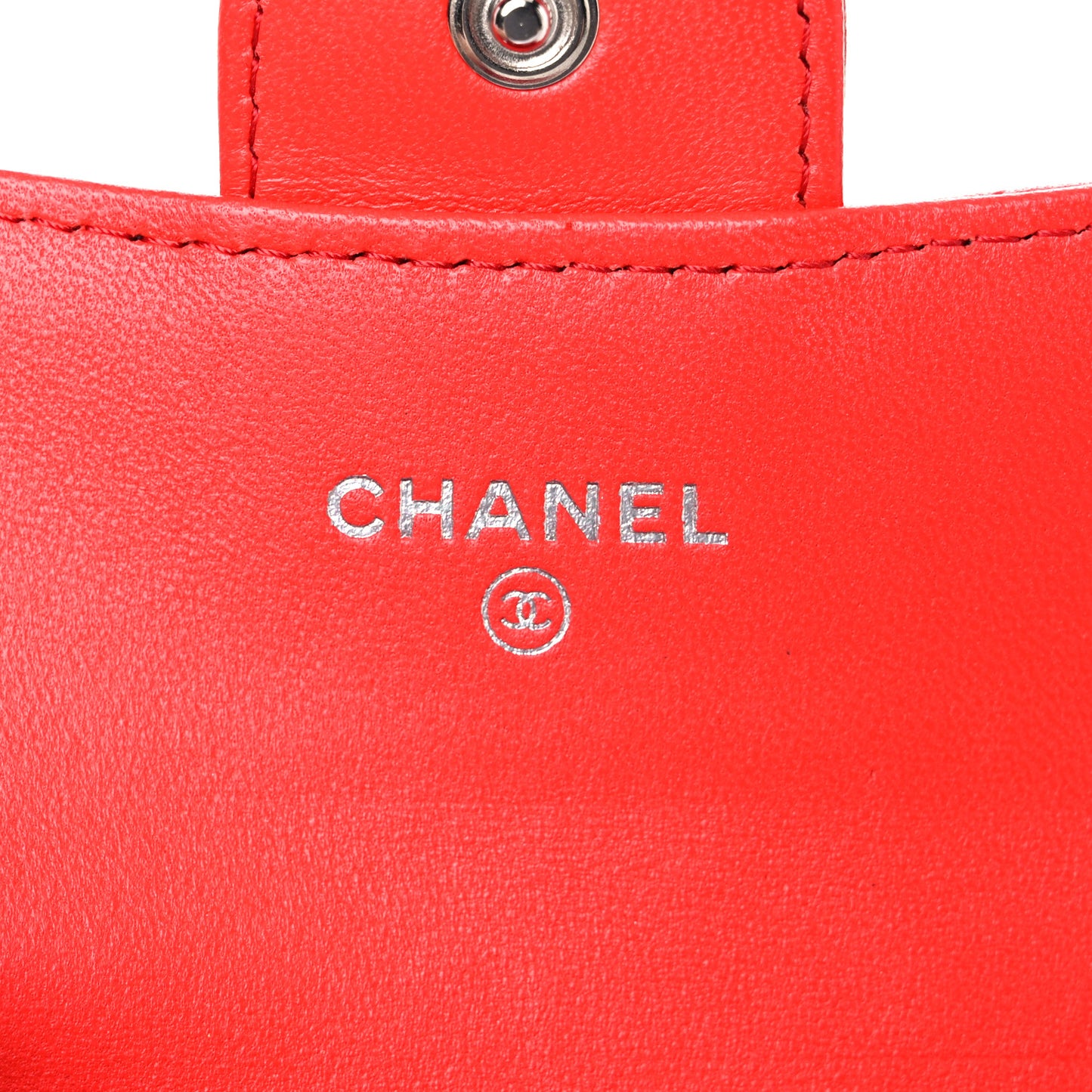 Lambskin Quilted Flap Card Holder Wallet Red