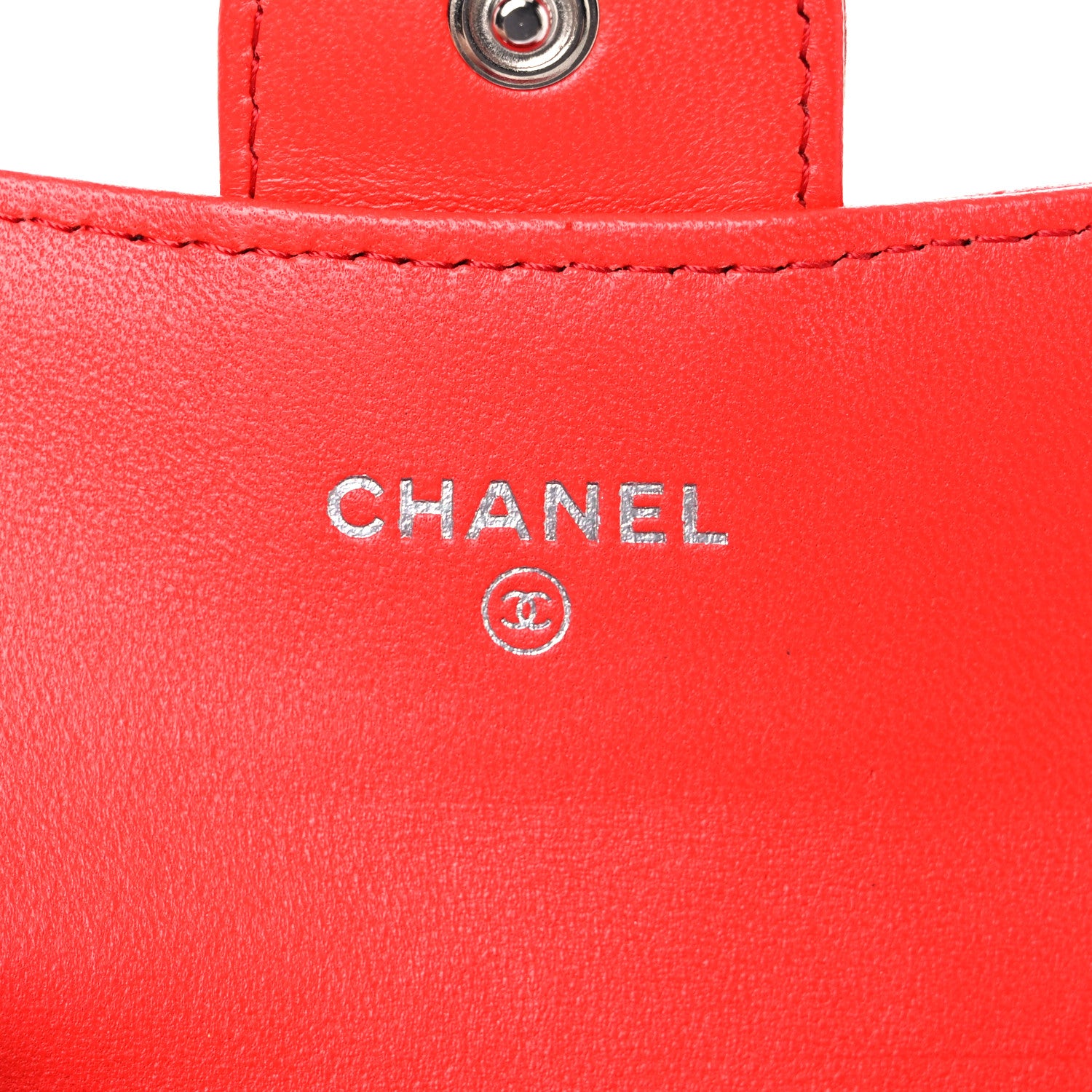 Chanel Lambskin Quilted Flap Card Holder Wallet Red 6 of 8