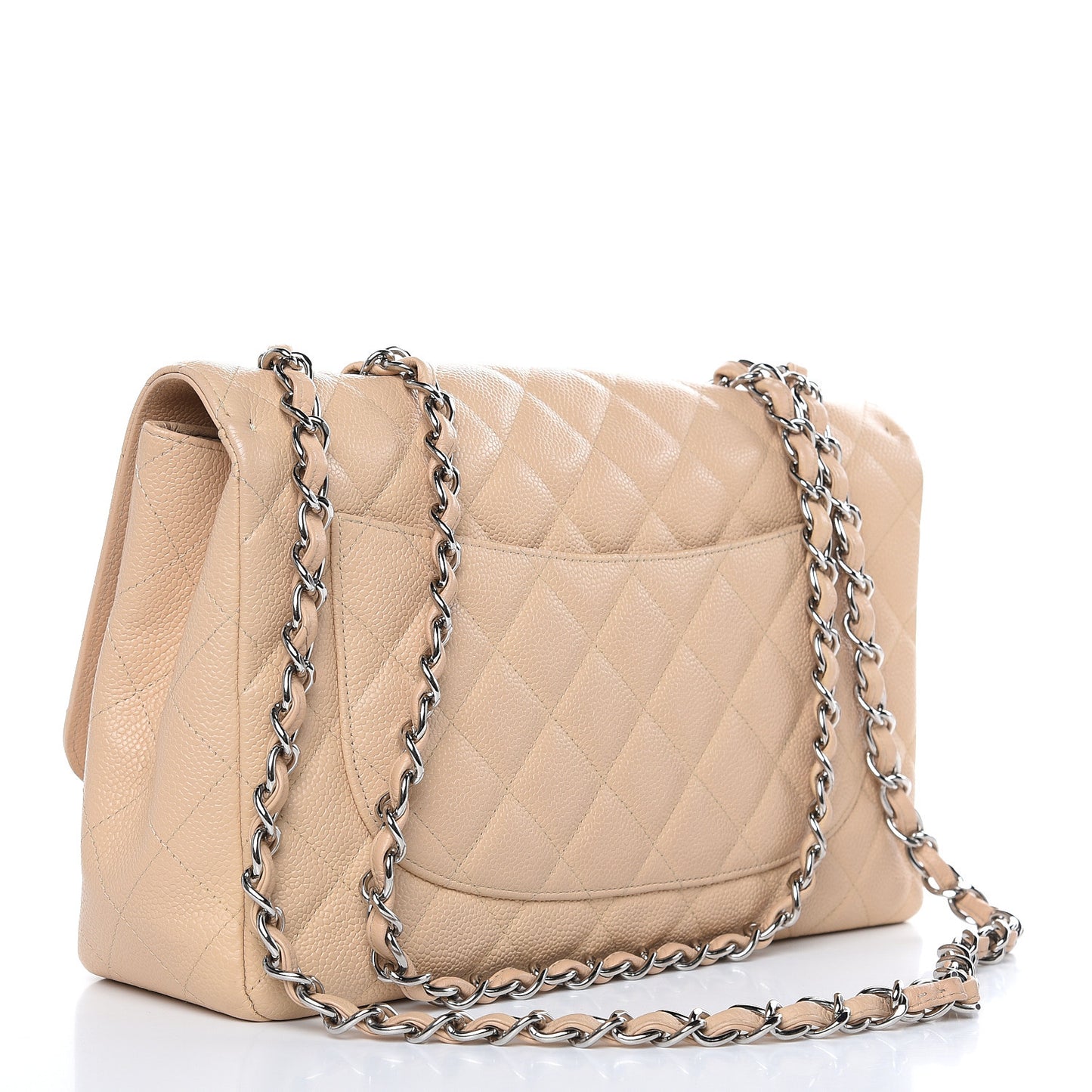 Caviar Quilted Jumbo Single Flap Beige Clair