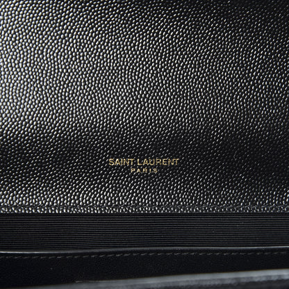Saint Laurent Grain De Poudre Textured Mixed Matelasse Triquilt Medium Monogram Satchel Black 8 of 9