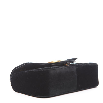 Gucci Velvet Matelasse Mini GG Marmont Shoulder Bag Black 3 of 11