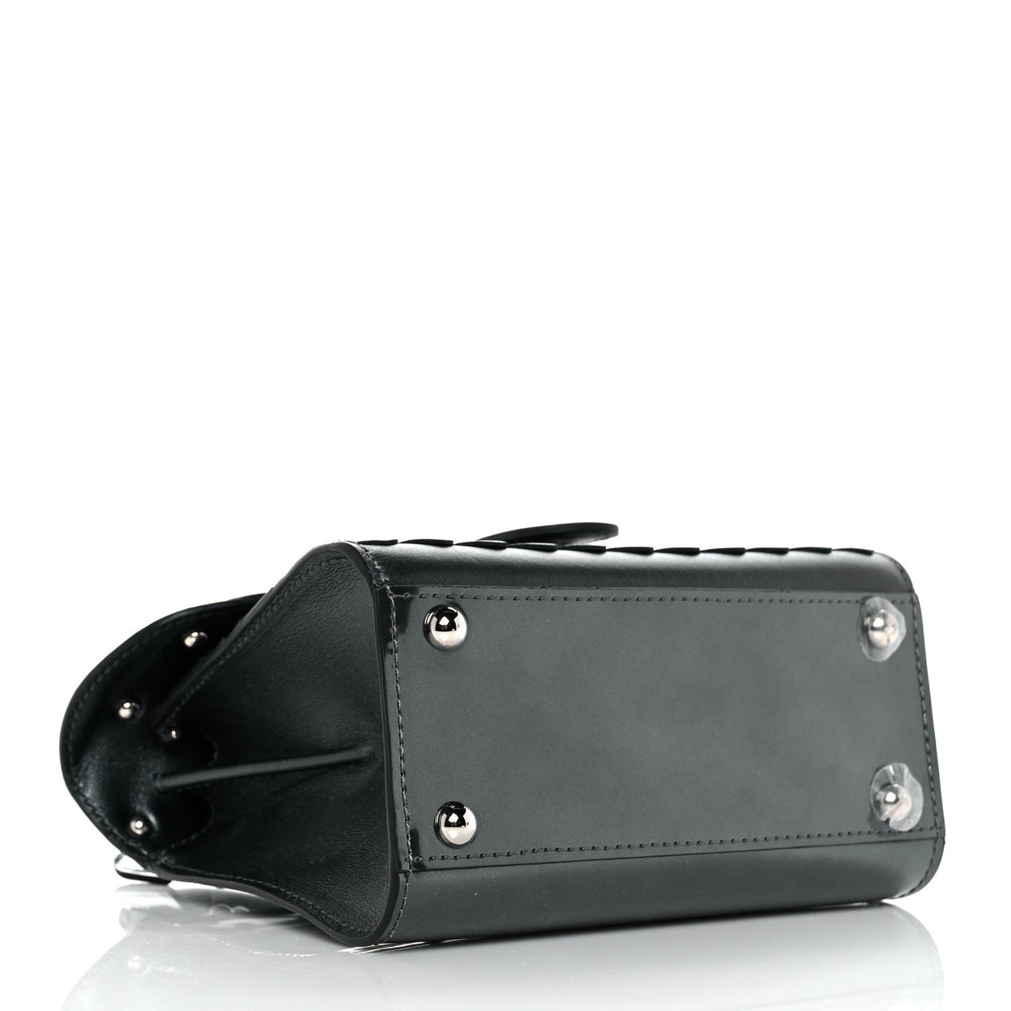 Calfskin Iron Shield Mini Brillant Satchel Black