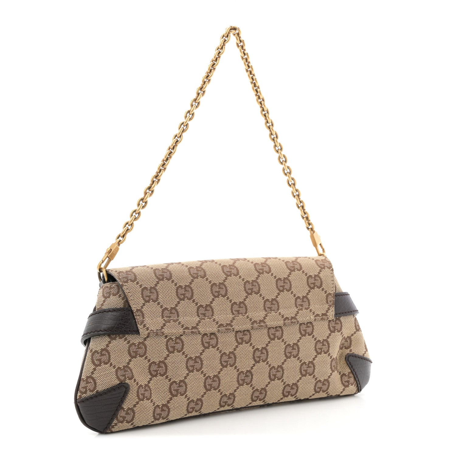 Gucci Monogram Horsebit Clutch Dark Brown 3 of 10