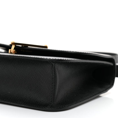 Prada Saffiano Cuir Triangle Embleme Flap Shoulder Bag Black 7 of 7