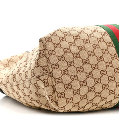 Gucci GG Monogram Web Large Giglio Tote Beige Brown 8 of 9