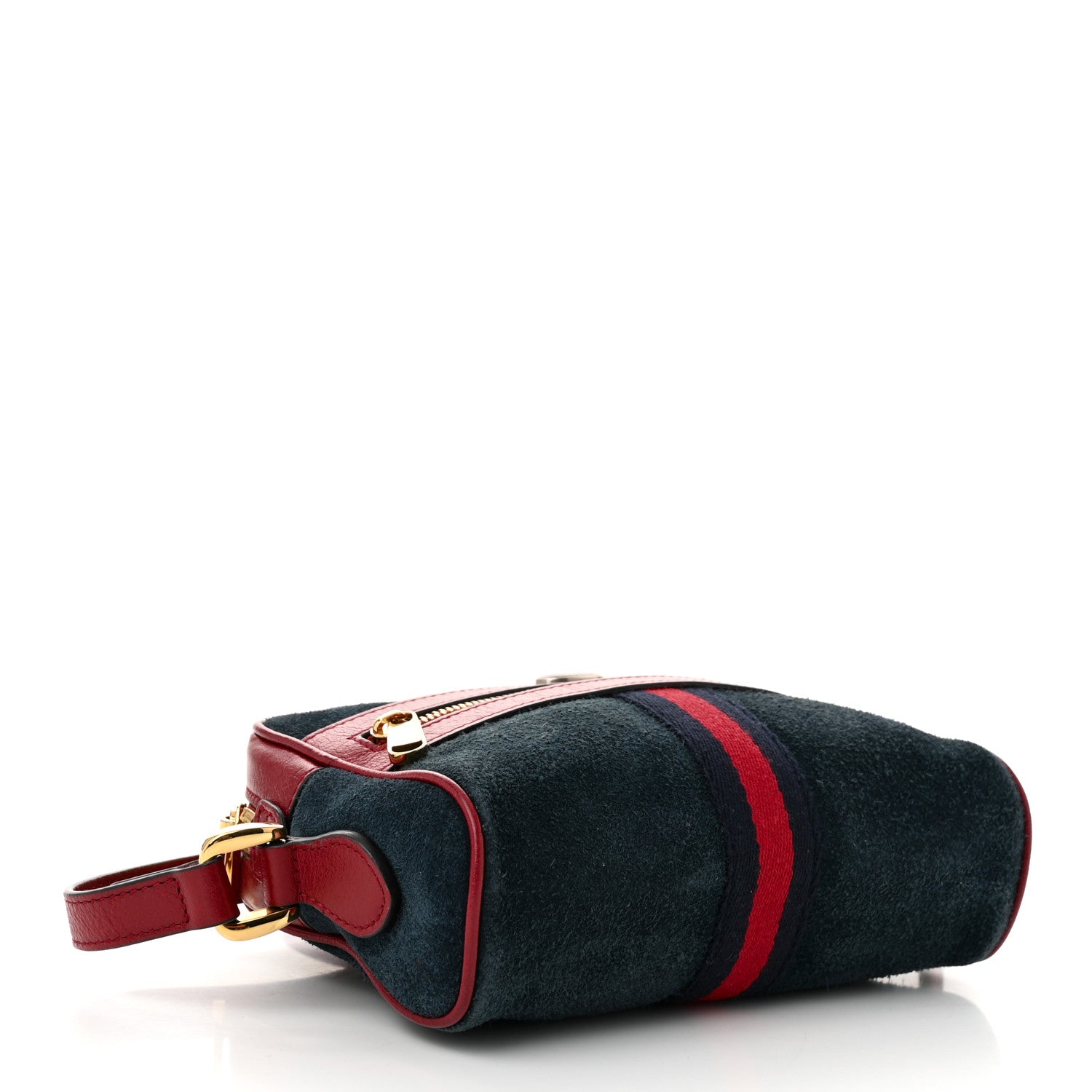 Gucci Suede Calfskin Web Mini Ophidia Shoulder Bag New Blue Romantic Cherry 4 of 12