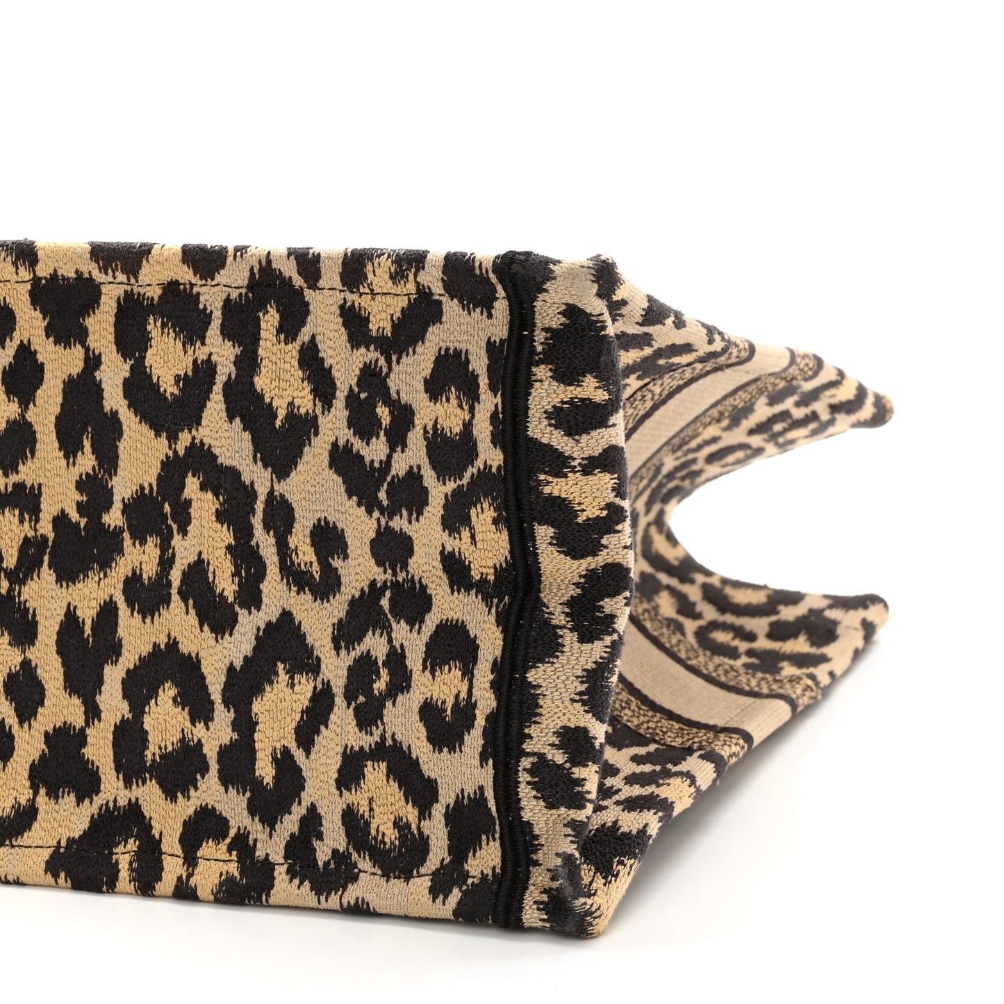 Canvas Mizza Embroidered Medium Leopard Book Tote Beige