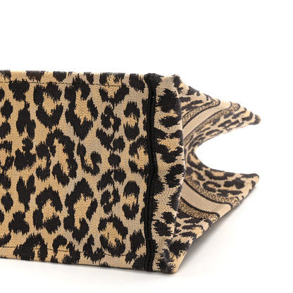Christian Dior Canvas Mizza Embroidered Medium Leopard Book Tote Beige 10 of 10