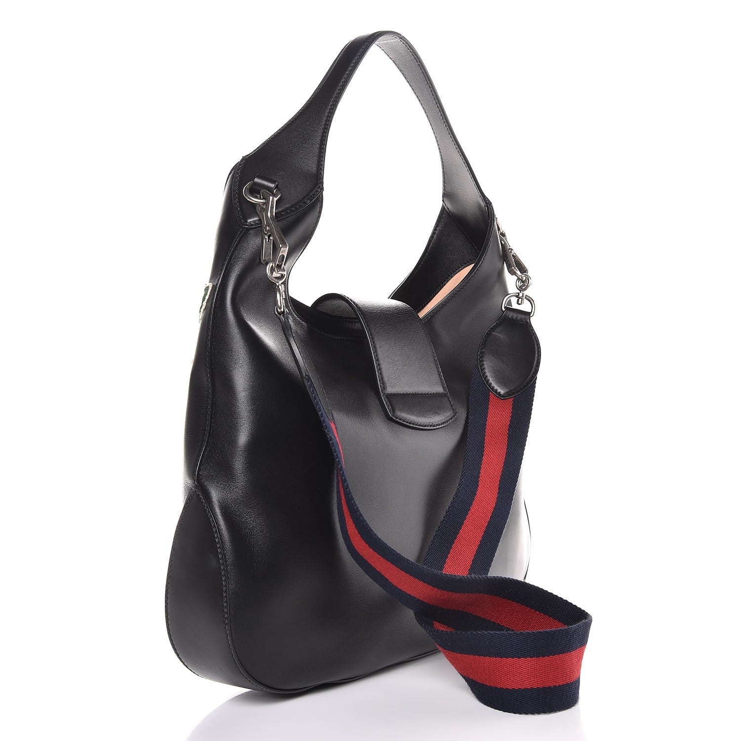 Gucci Calfskin Web Garden Collection Embroidered Medium Dionysus Hobo Black 3 of 7