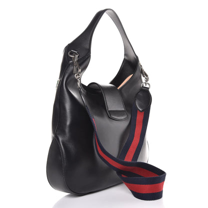 Gucci Calfskin Web Garden Collection Embroidered Medium Dionysus Hobo Black 3 of 7