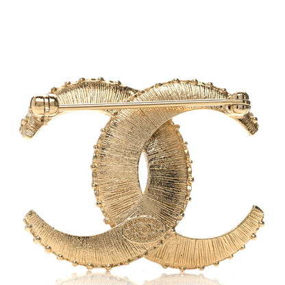 Chanel Metal Crystal Baguette CC Brooch Gold 3 of 4