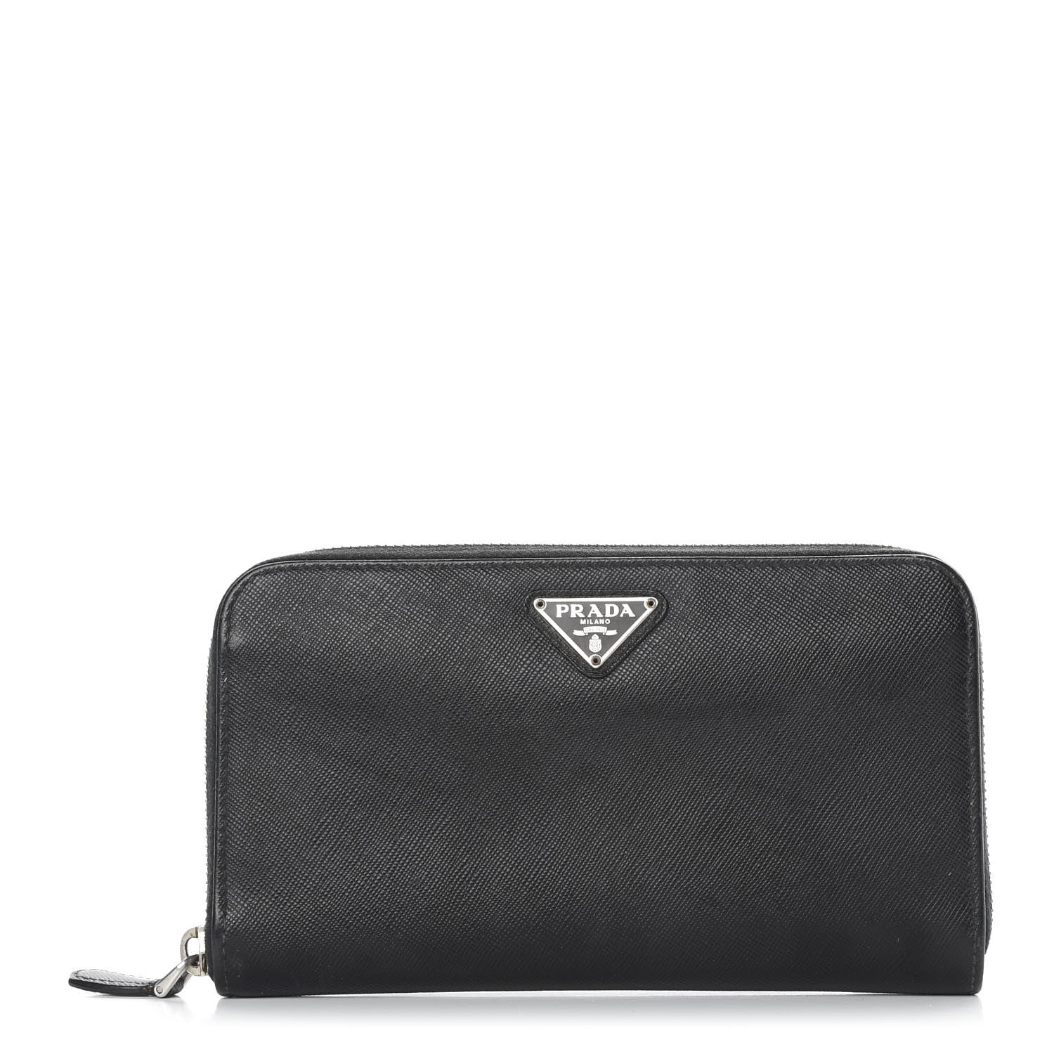 Prada Saffiano Zip Around Wallet Black 1 of 8