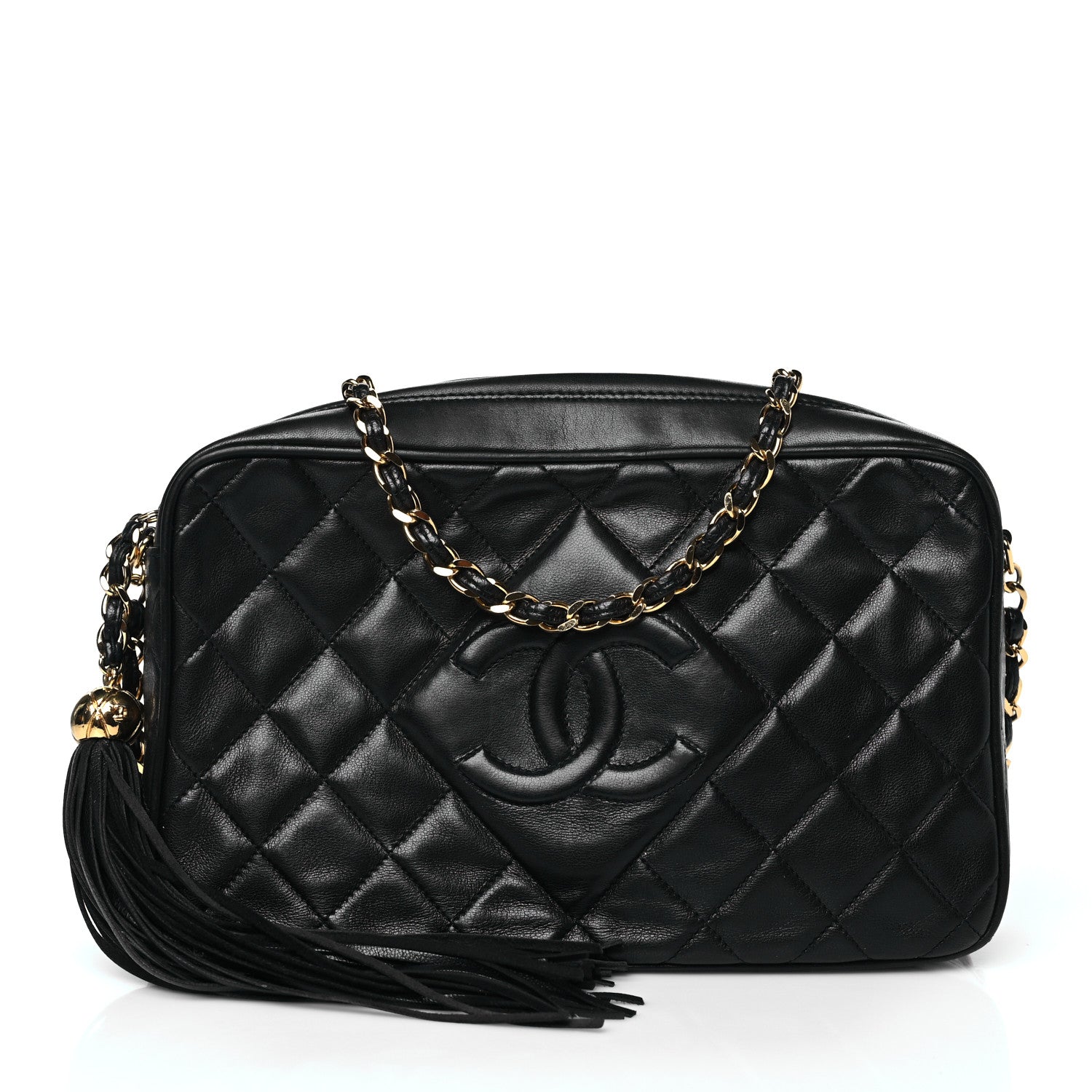 Chanel Lambskin Quilted Tassel Camera Case Black 1 of 10