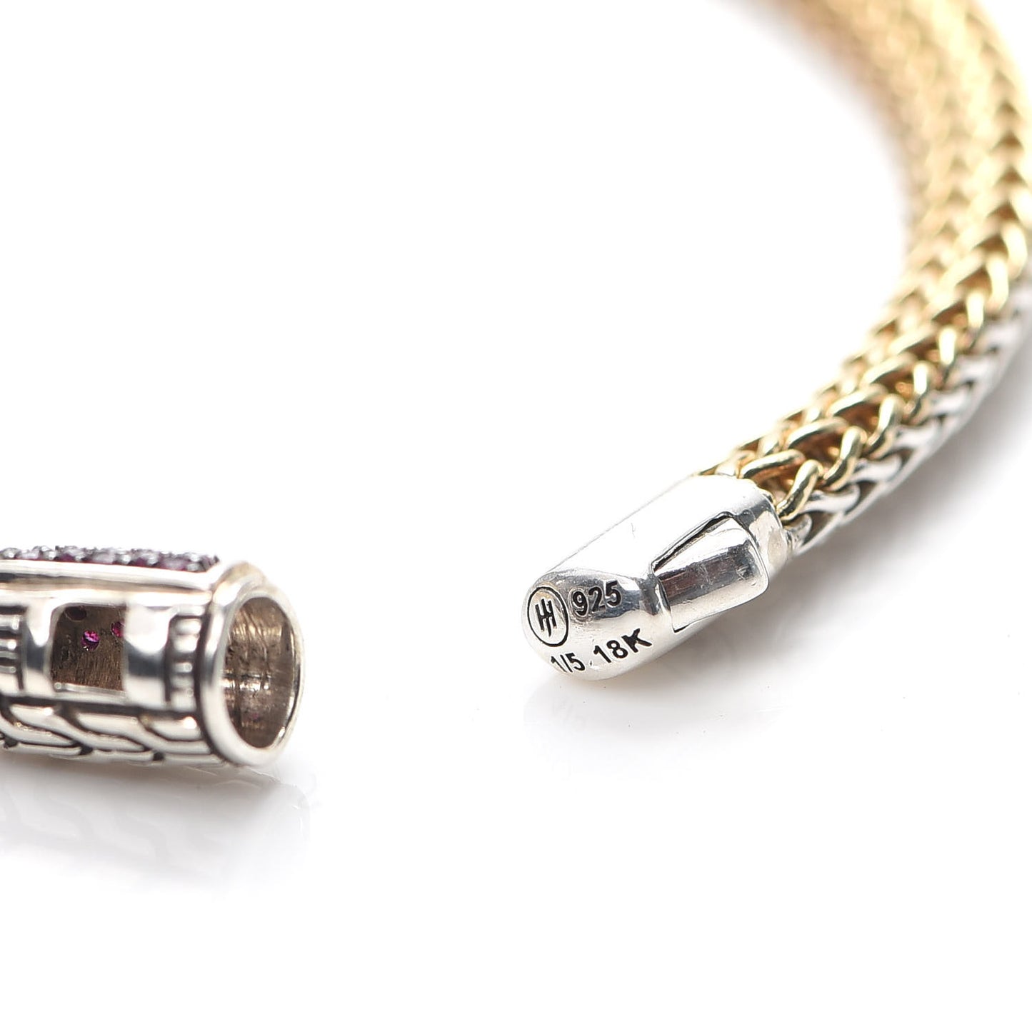 Sterling Silver 18K Yellow Gold Ruby 5mm Classic Chain Reversible Bracelet