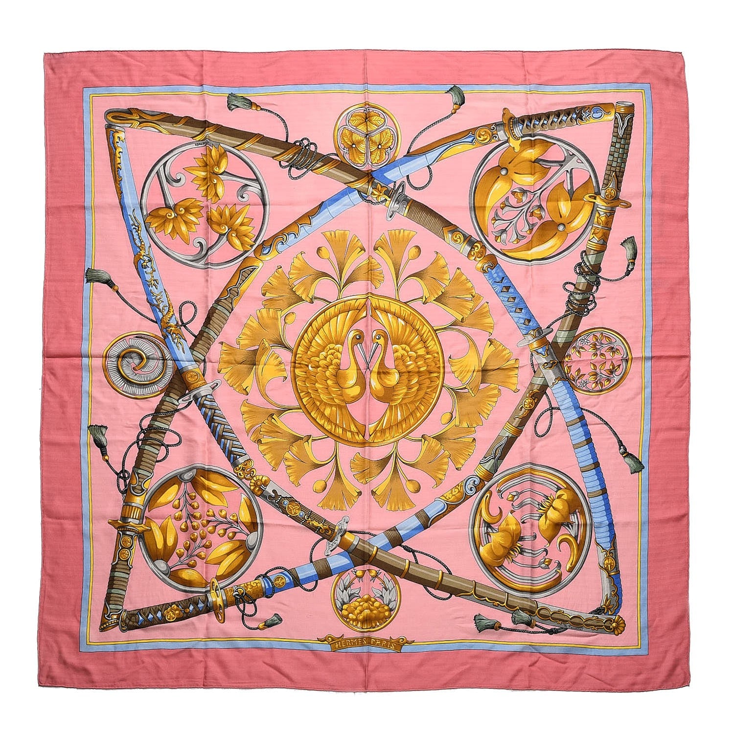 Hermes Silk Cashmere Daimyo Princes Du Soleil Levant Shawl 140 1 of 8