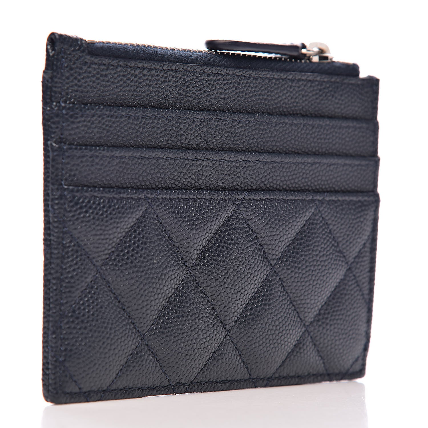 Chanel Caviar Quilted CC Zip Card Holder Navy 3 of 8
