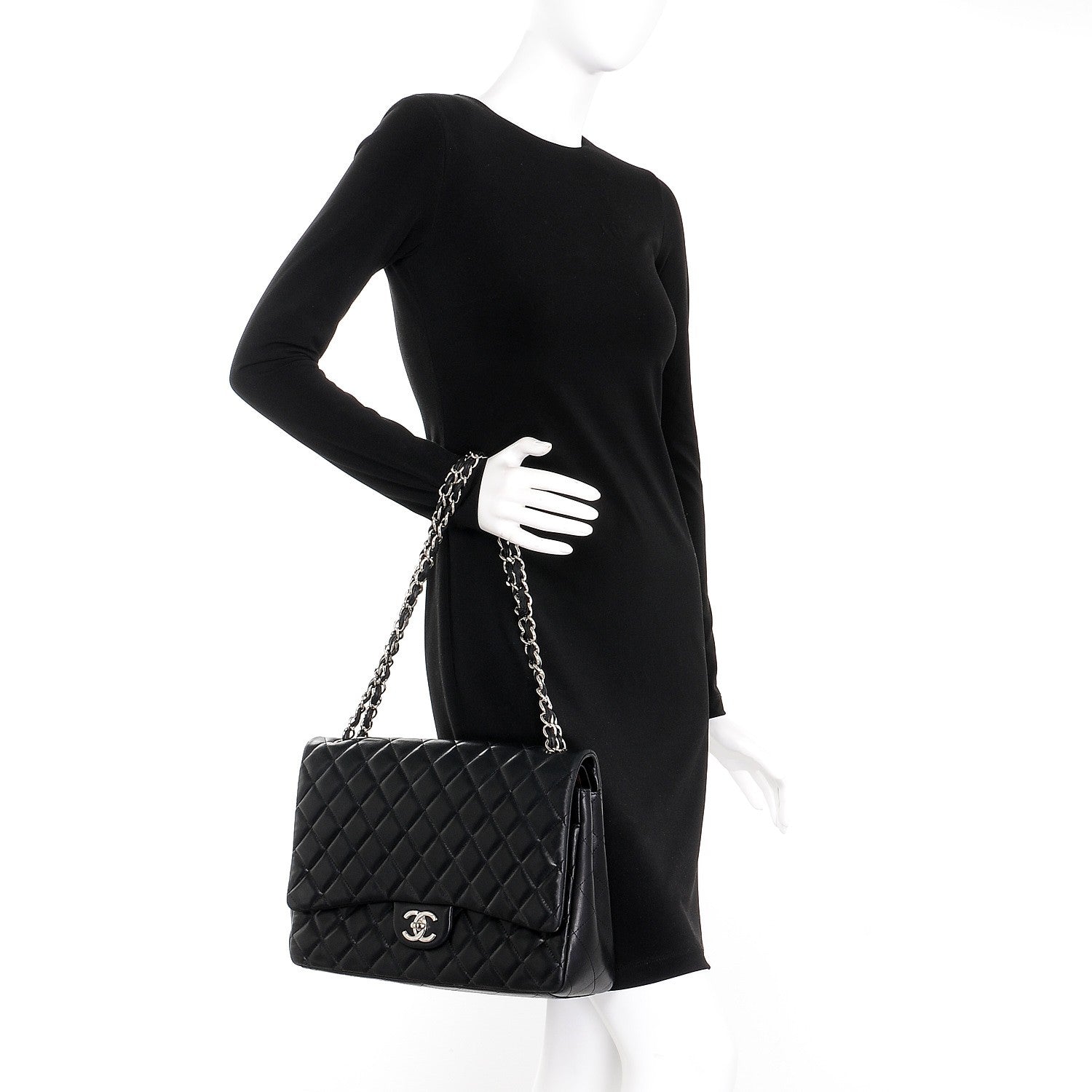 Chanel Lambskin Quilted Maxi Double Flap Black 3 of 12