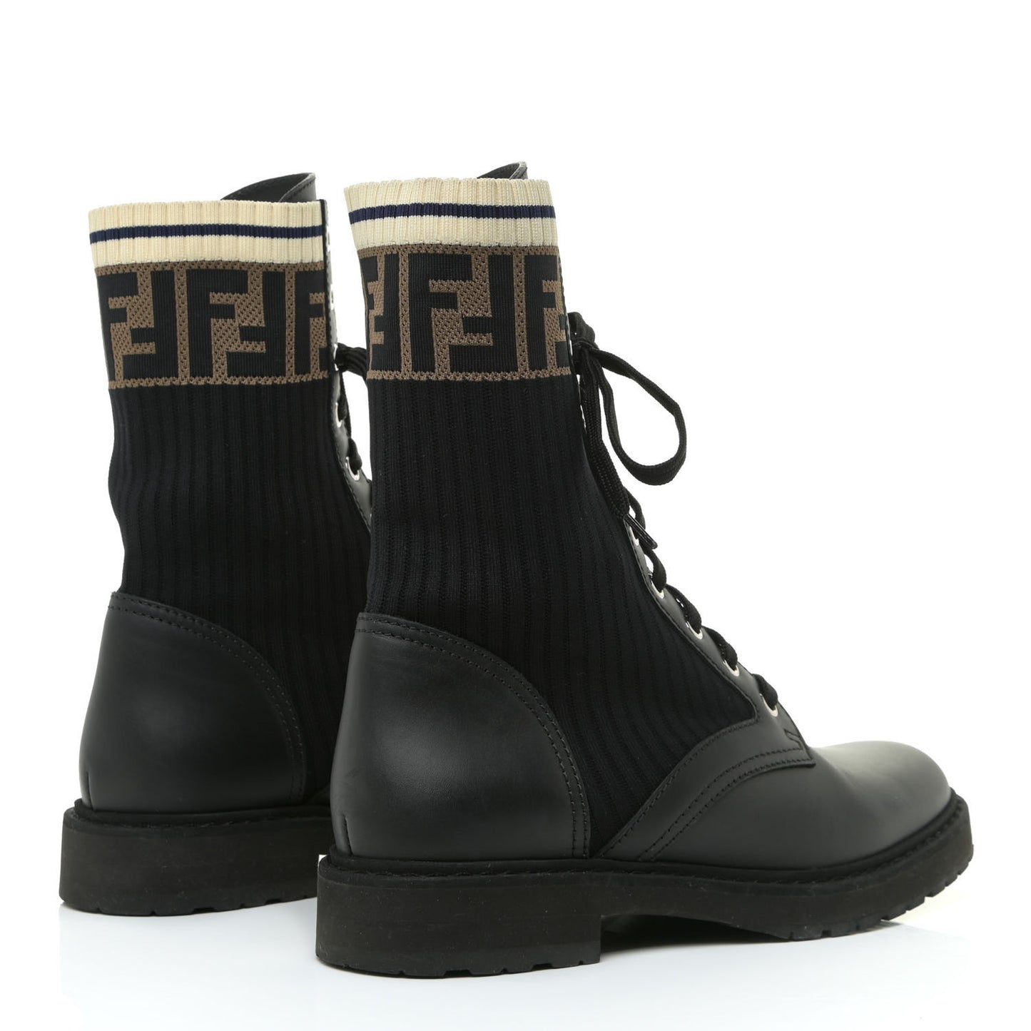 Calfskin Stretch Fabric Rockoko Biker Boots 38 Tobacco Black Marino