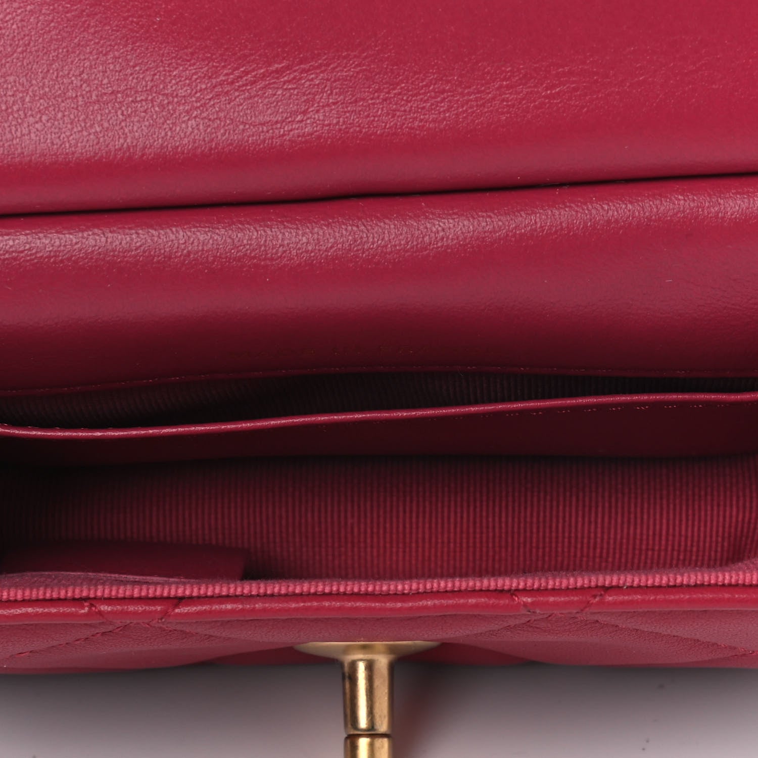Chanel Calfskin Quilted Lady Handle Flap Card Holder With Chain Dark Pink 4 of 4